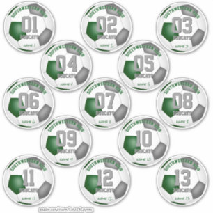 soccer green grey team colours gifts set of 13