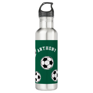 Soccer Green Personalised Kids Back to School 710 Ml Water Bottle