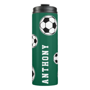 Soccer Green Personalised Kids Back to School Thermal Tumbler