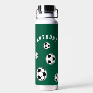 Soccer Green Personalised Kids Back to School Water Bottle