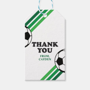 Soccer Green Stripes Birthday favour tags