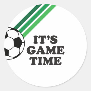Soccer Green Stripes Game Time Birthday Classic Round Sticker