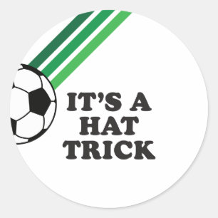 Soccer Green Stripes Hat Trick 3rd Birthday Classic Round Sticker