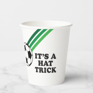 Soccer Green Stripes Hat Trick 3rd Birthday Paper Cups