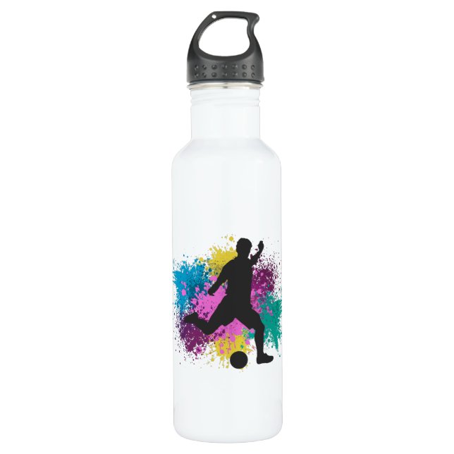 Soccer Grungy Colour Splashes 710 Ml Water Bottle (Front)
