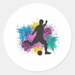 Soccer Grungy Colour Splashes Classic Round Sticker