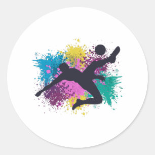 Soccer Grungy Colour Splashes Classic Round Sticker