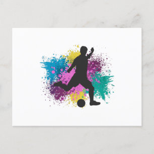 Soccer Grungy Colour Splashes Postcard