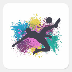 Soccer Grungy Colour Splashes Square Sticker