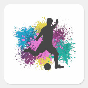 Soccer Grungy Colour Splashes Square Sticker