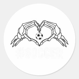 Soccer Halloween Skeleton Heart Sports Pride Classic Round Sticker