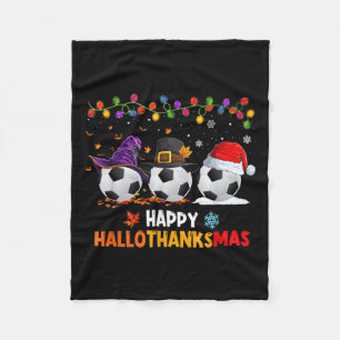Soccer Halloween Thanksgiving Xmas Happy Hallothan Fleece Blanket