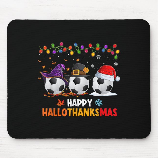 Soccer Halloween Thanksgiving Xmas Happy Hallothan Mouse Mat (Front)