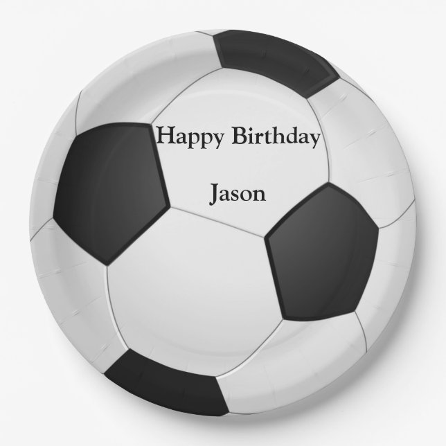 Soccer "Happy Birthday" Paper Plates (Front)