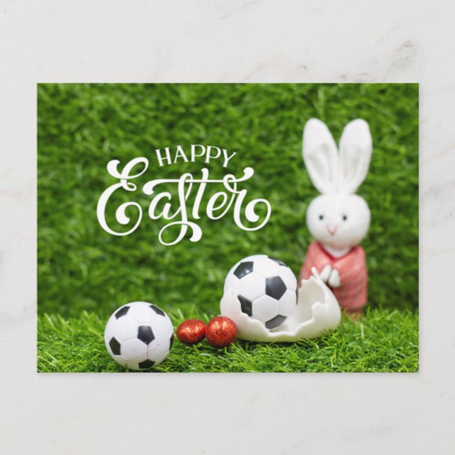 Soccer happy easter with Soccer ball and eggs  Pos Postcard (Front)