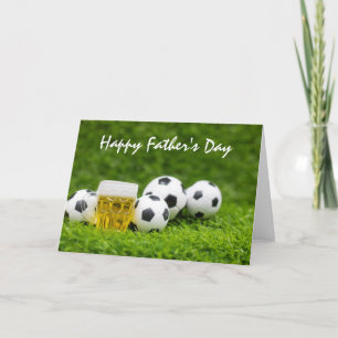 Soccer Happy Father' s day with ball on grass Dad  Holiday Card