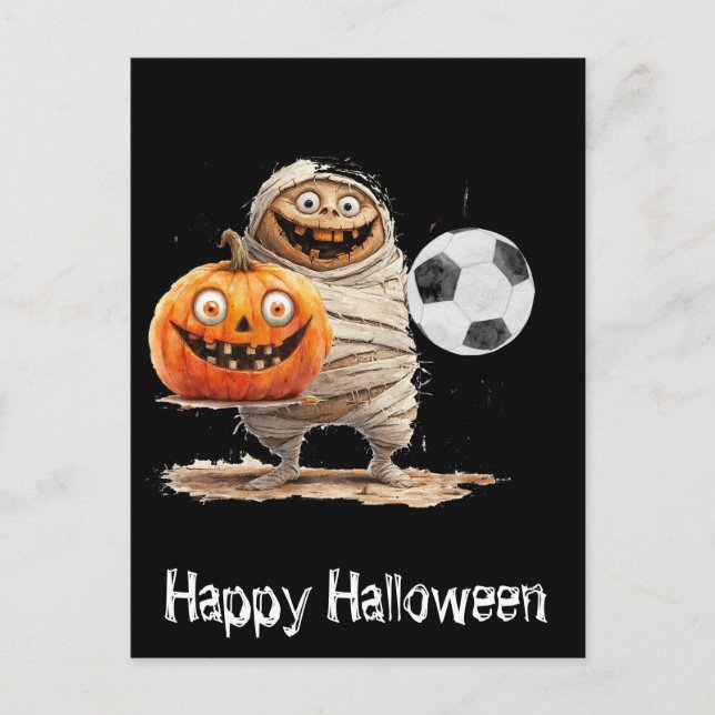 Soccer Happy Halloween with balls  Postcard (Front)