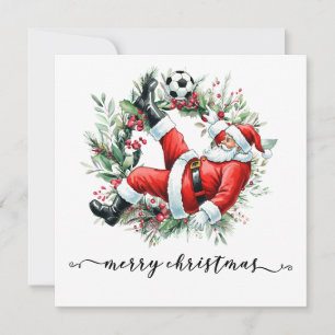 Soccer Happy Holidays  Santa playing soccer Holiday Card