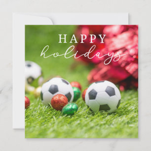 Soccer Happy Holidays with ball Christmas New year Holiday Card