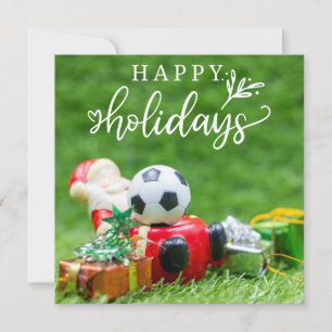 Soccer Happy Holidays with Santa Christmas Holiday Card