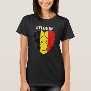 Soccer Heart Belgian Flag Belgium Football Lovers T-Shirt