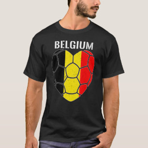 Soccer Heart Belgian Flag Belgium Football Lovers T-Shirt