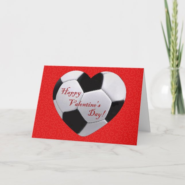 Soccer Heart Happy Valentines Greeting Card (Front)