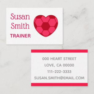 Soccer Heart pink football hearth coach carter Business Card