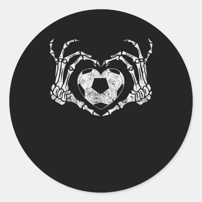 Soccer Heart Skeleton Hand Halloween Costume  Classic Round Sticker (Front)