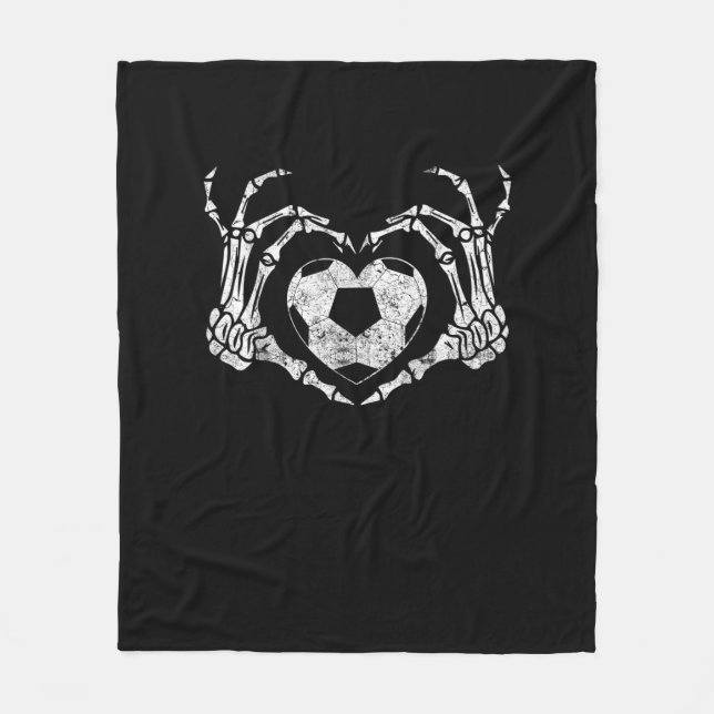 Soccer Heart Skeleton Hand Halloween Costume  Fleece Blanket (Front)