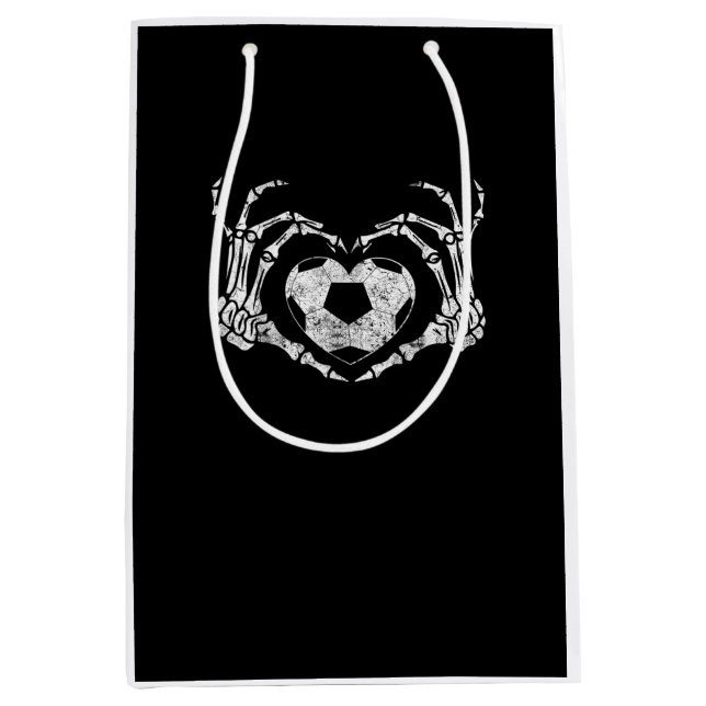 Soccer Heart Skeleton Hand Halloween Costume  Medium Gift Bag (Front)