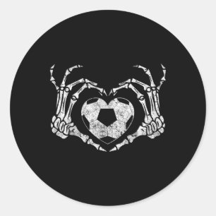 Soccer Heart Skeleton Hand Halloween Costume Men K Classic Round Sticker