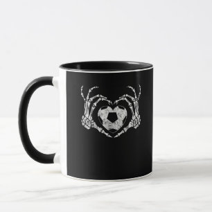 Soccer Heart Skeleton Hand Halloween Costume Mug