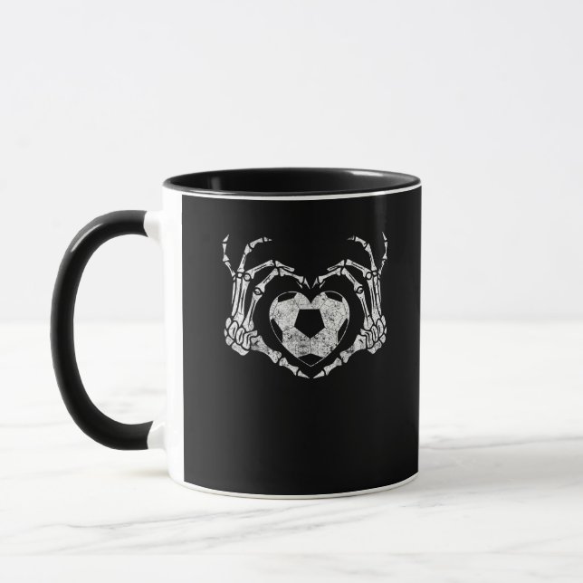 Soccer Heart Skeleton Hand Halloween Costume  Mug (Left)