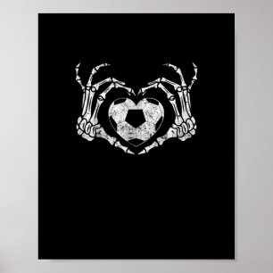 Soccer Heart Skeleton Hand Halloween Costume Poster