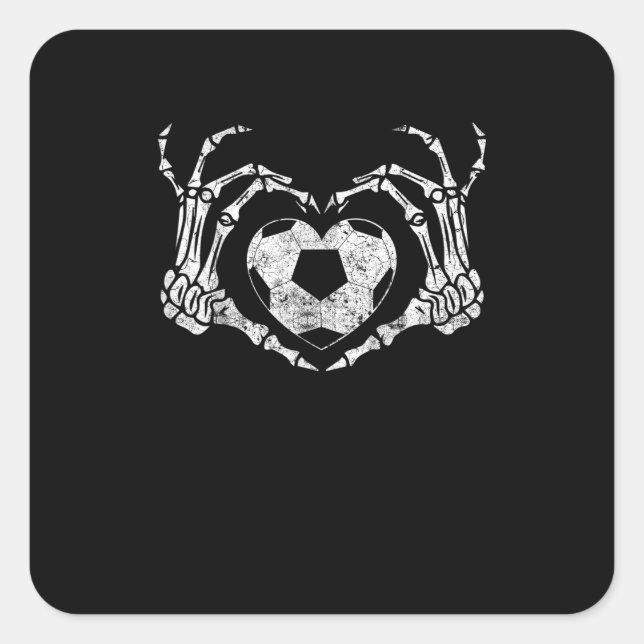 Soccer Heart Skeleton Hand Halloween Costume  Square Sticker (Front)