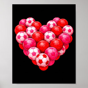 Soccer Heart Valentines Day Soccer Lover Men Boys  Poster