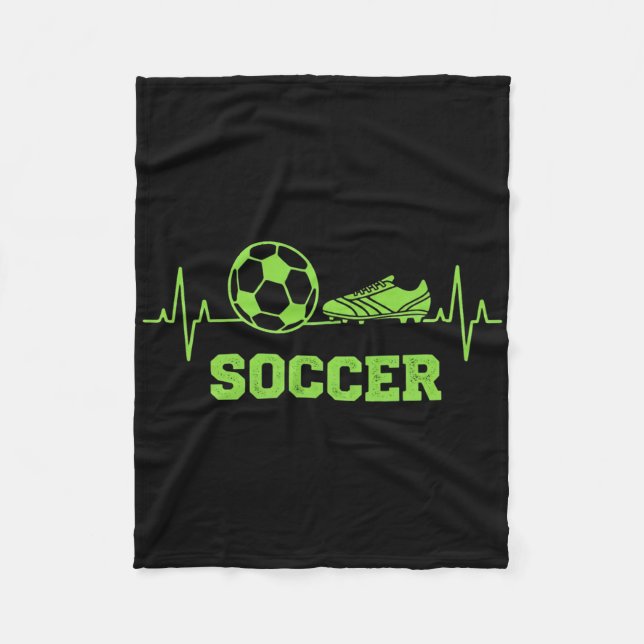 Soccer Heartbeat Pulse Byll And Cleat Graphic Funn Fleece Blanket (Front)