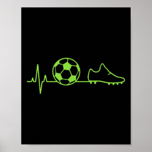 Soccer Heartbeat Pulse Ll And Cleat Graphic Funny  Poster