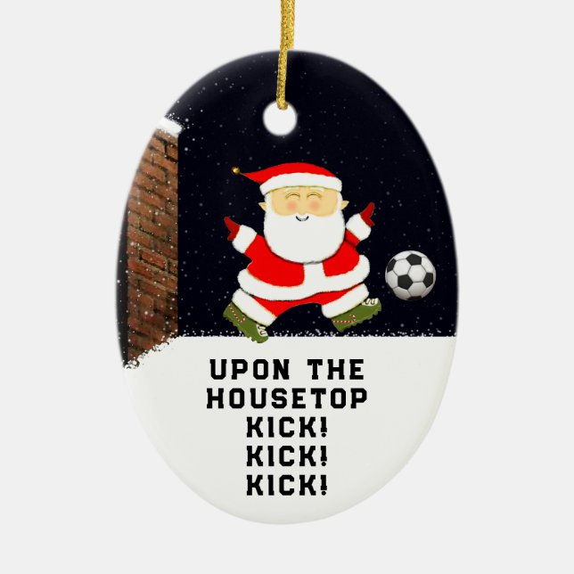 Soccer Holiday Gift Ceramic Tree Decoration (Front)