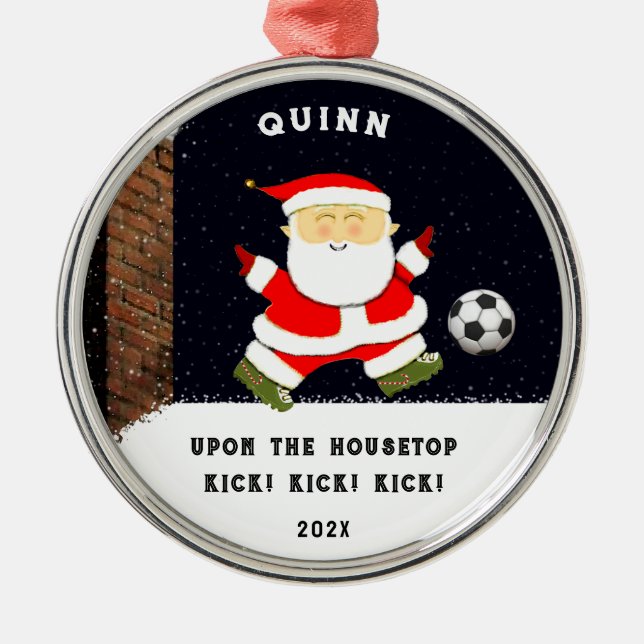 Soccer Holiday Gift Metal Tree Decoration (Front)
