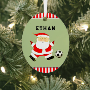 Soccer Holiday Gift Metal Tree Decoration