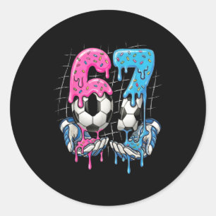 Soccer Ice Cream Drip 67 Hands Boys Sports Game Da Classic Round Sticker