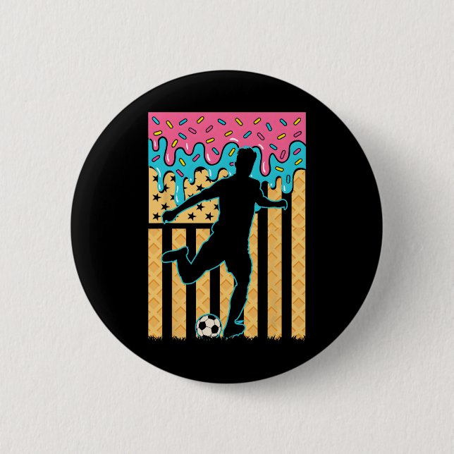 Soccer Ice Cream Drip Boys Youth Players Fan Ameri 6 Cm Round Badge (Front)