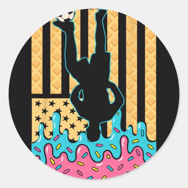 Soccer Ice Cream Drip Boys Youth Players Fan Ameri Classic Round Sticker (Front)