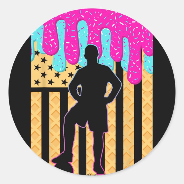 Soccer Ice Cream Drip Boys Youth Players Fan Ameri Classic Round Sticker (Front)
