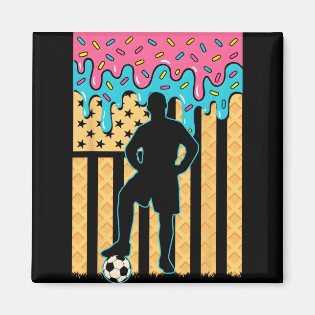 Soccer Ice Cream Drip Boys Youth Players Fan Ameri Magnet (Front)