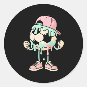 Soccer Ice Cream Drip Boys Youth Players Fan Sport Classic Round Sticker