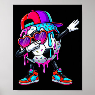 Soccer Ice Cream Drip Dabbing Sprinkles Sports Boy Poster