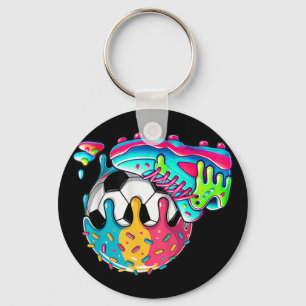 Soccer Ice Cream Drip For Boys Girls Kids Soccer D Key Ring